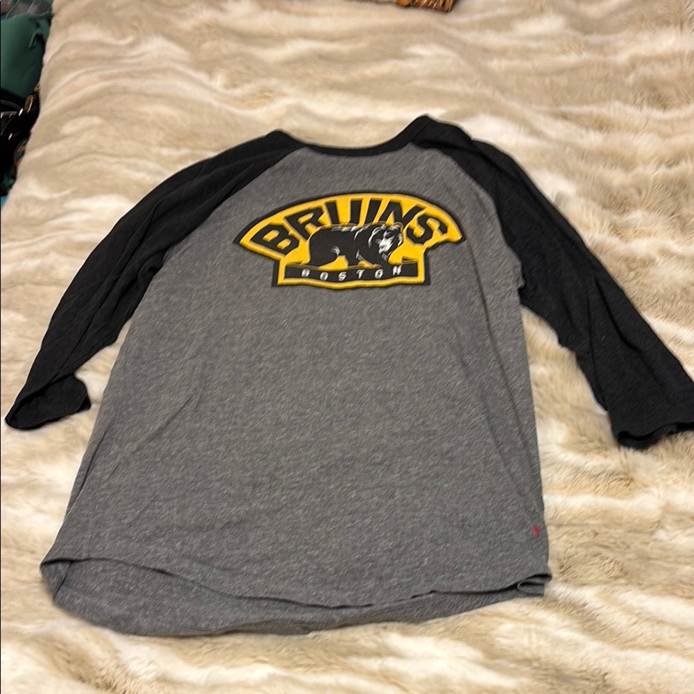 Boston Bruins Kids Raglan Shirt - Gray and Black